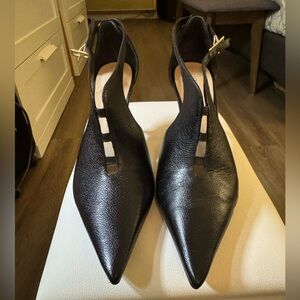 Black Cut-Out Leather Heels